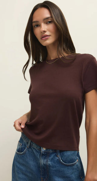TOURIST KNIT JERSEY TEE- chocolate cherry