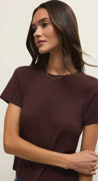 TOURIST KNIT JERSEY TEE- chocolate cherry