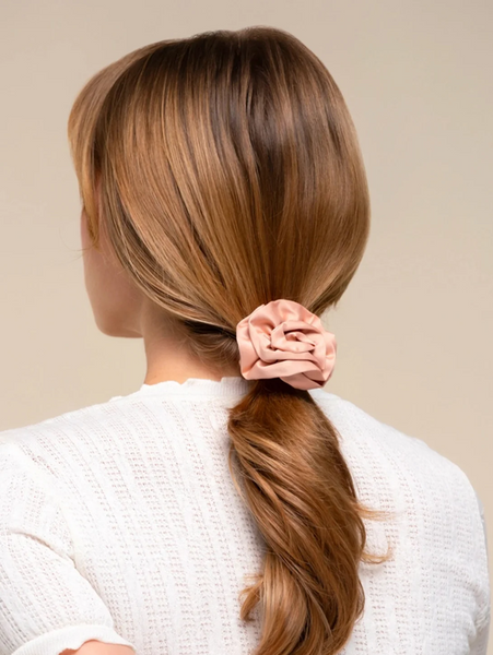Rosette Ruched Satin Scrunchies 3pc Set - Terracotta