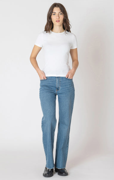 BASIC RIBBED TEE- white