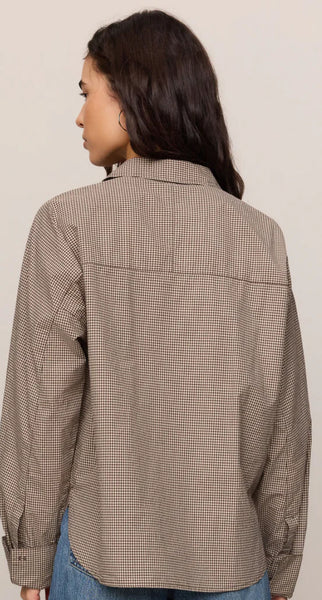 On Duty Gingham Button Up - Dark Chocolate