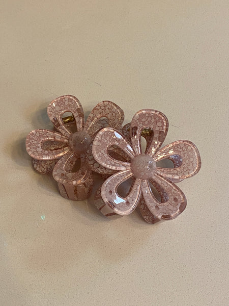 Marble Flower Claw Clips