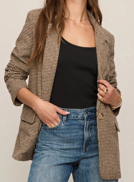Evan Houndstooth Blazer - Dark Chocolate