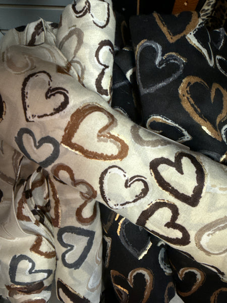 WOVEN SCARF ALLOVER HEARTS
