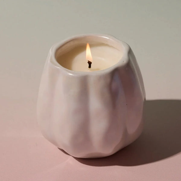 Flaming Pumpkin White Metallic Pumpkin Candle - 9oz