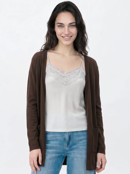 Lizza Long Cardigan - Coffee Bean