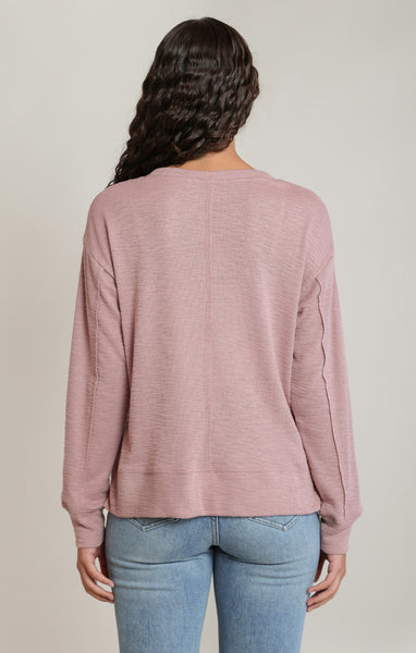 Maggie V-Neck Knit Top - Dusty Rose