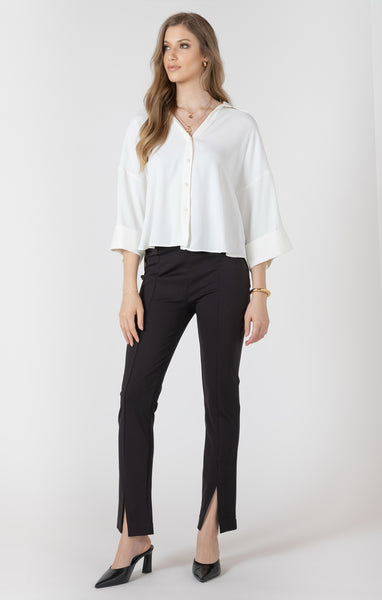 CAMILLE CUFFED BUTTON FRONT BLOUSE