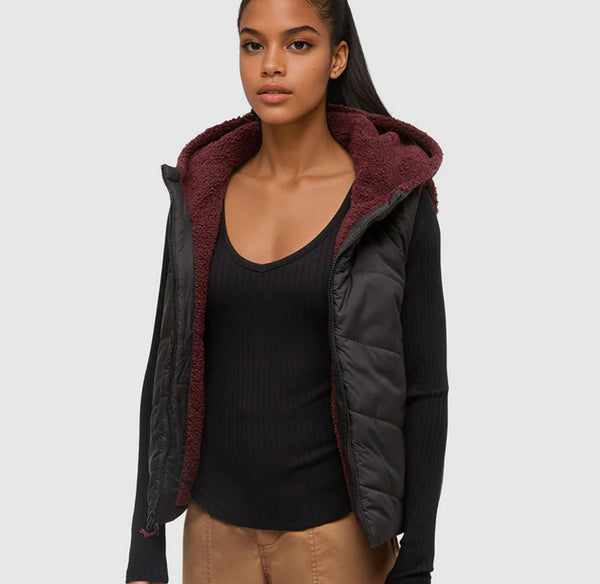 Collins Vest- Deep Burgundy Meteorite Black