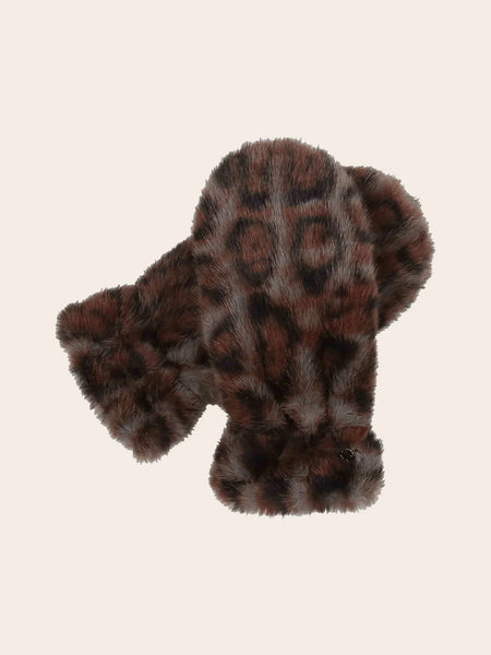 SOFT LOEVENICH GLOVES MADE OF FAUX FUR WITH A LEOPARD PATTERN