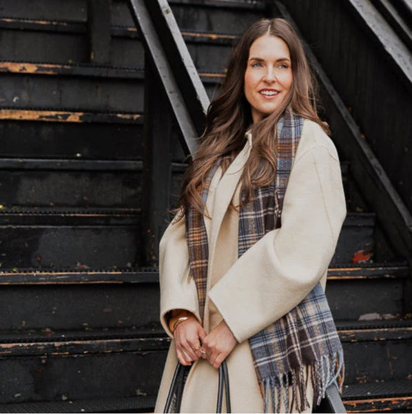 Soft and Warm Plaid Scarf - Sky