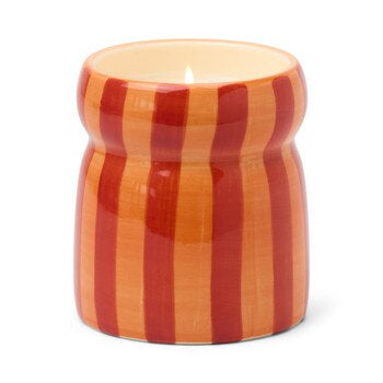 Cabana Spiced Apple Red/Coral Striped Ceramic Candle 6.5oz