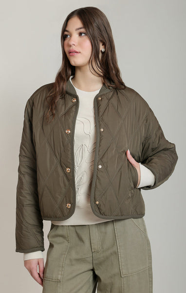 Quinn Quilted Jacket - Dark Khaki Green