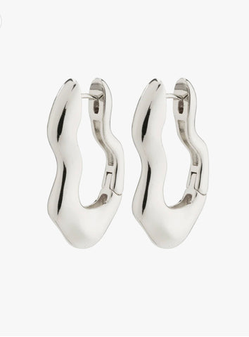 WAVE recycled wavy earrings - silver plated