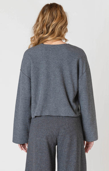 MAYBELLE MOCHA RIBBED CARDIGAN- Charcoal