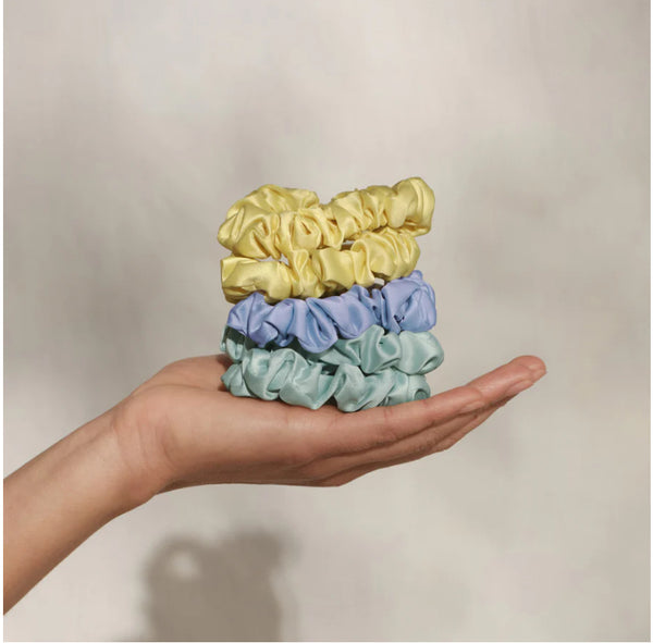 Ruched Satin Scrunchies - 5 pc Set