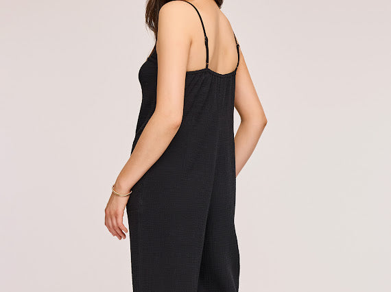 MATILDA LINEN JUMPSUIT - Black