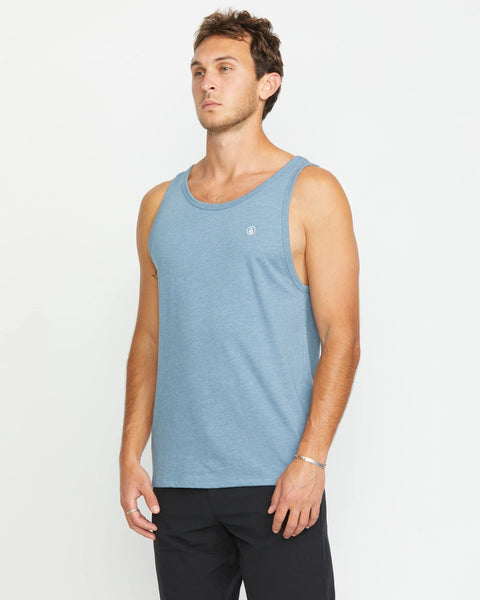 MEN'S SOLID HEATHER TANK- Blue