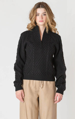 RYAN HALF ZIP CABLE SWEATER