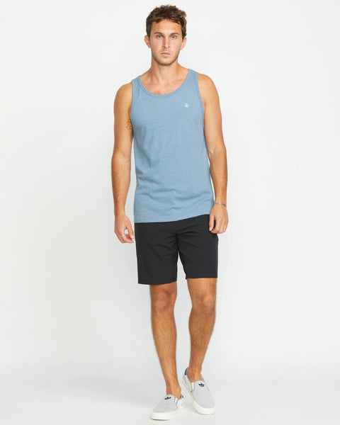 MEN'S SOLID HEATHER TANK- Blue