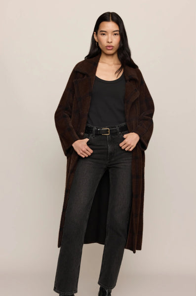 Crosby Plaid Cocoon Coat - Dark Chocolate