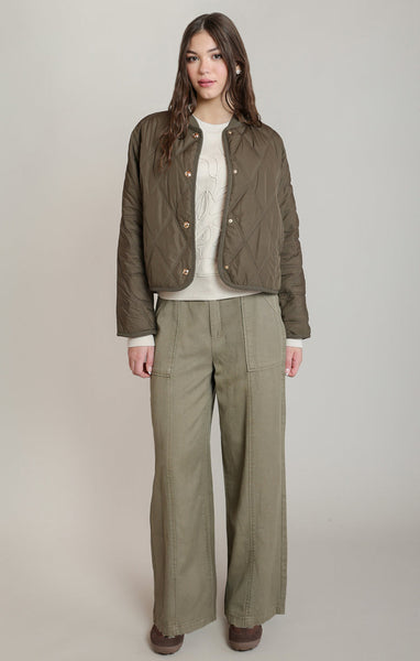 Quinn Quilted Jacket - Dark Khaki Green