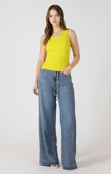 Libby Lime Glow Ribbed Tank