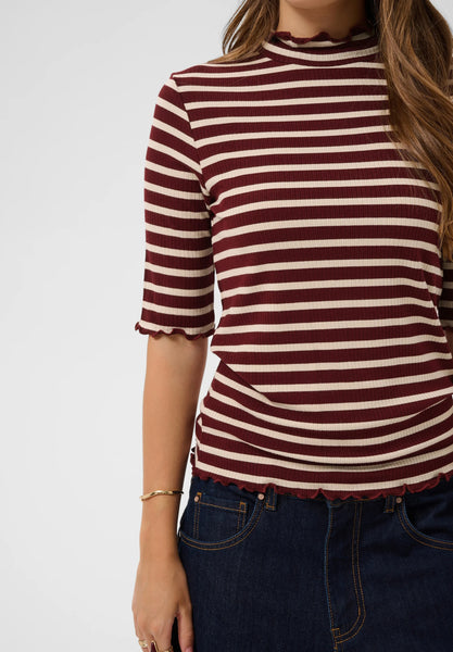Ribba Stripe Turtle Top - Cabarnet/Oatmeal