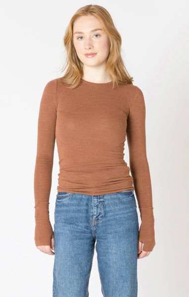 Bree BRUSHED CREWNECK TEE- Chestnut Heather