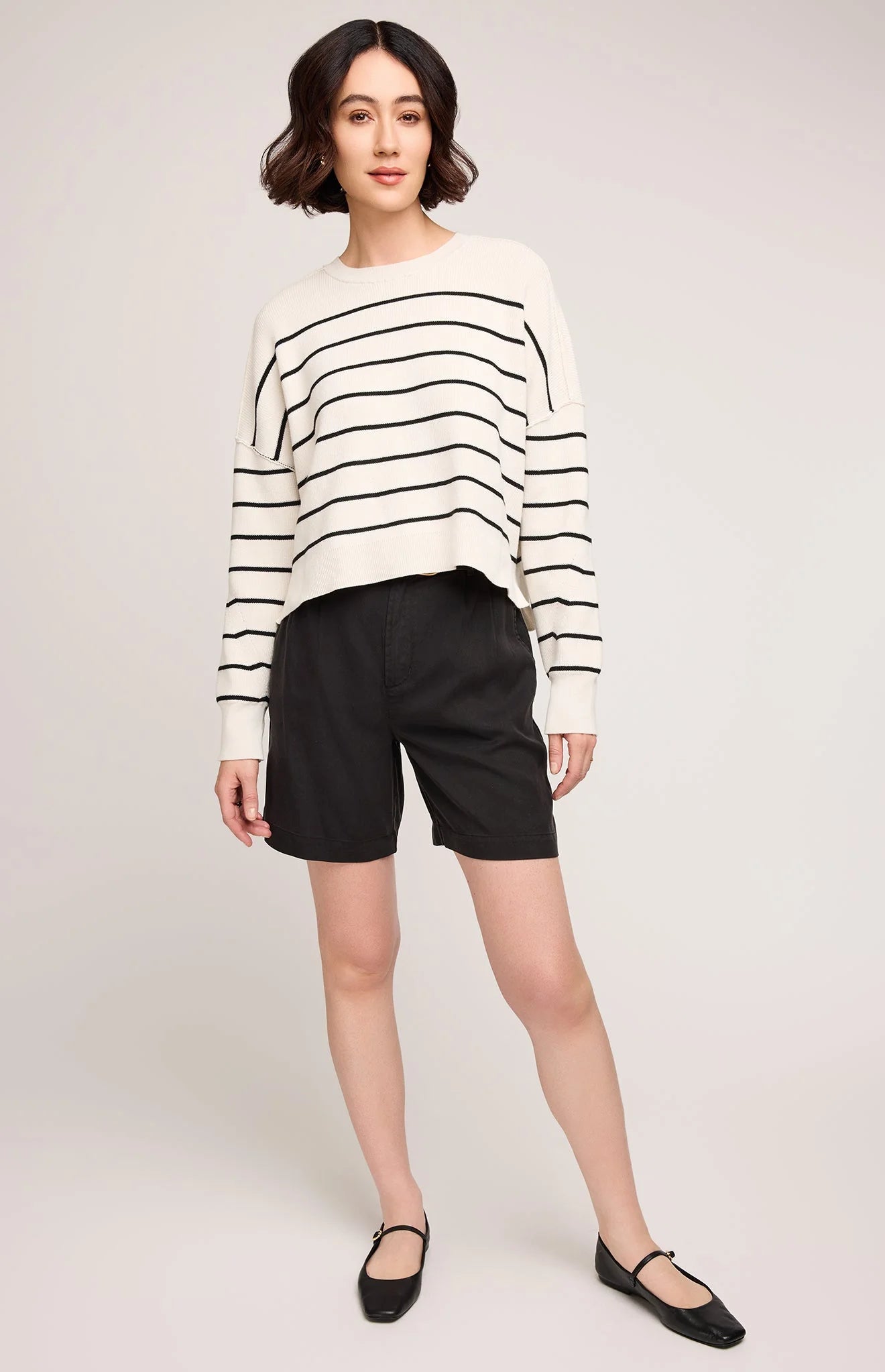 Echo Pullover Sweater- Black Stripe
