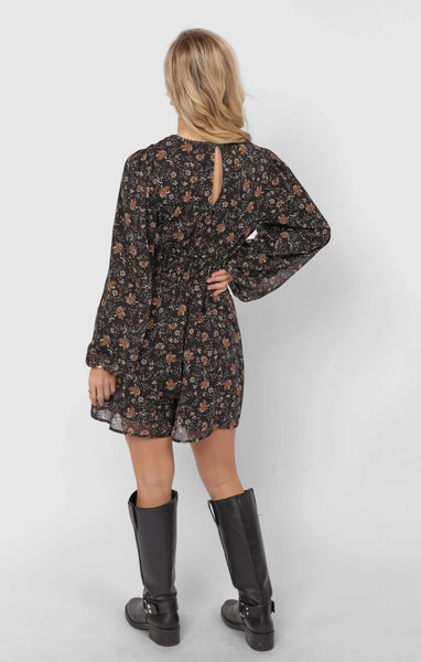 Timeless Flowy Elastic Waist Romper - Black Multi