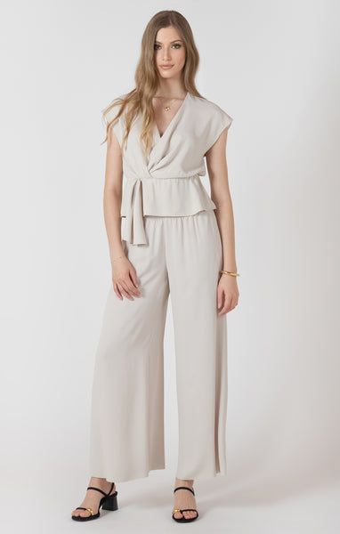 Freya Flowy Wide Leg Pant - Matte Pearl