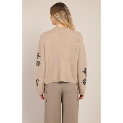 Jessie Flower Crewneck - Taupe
