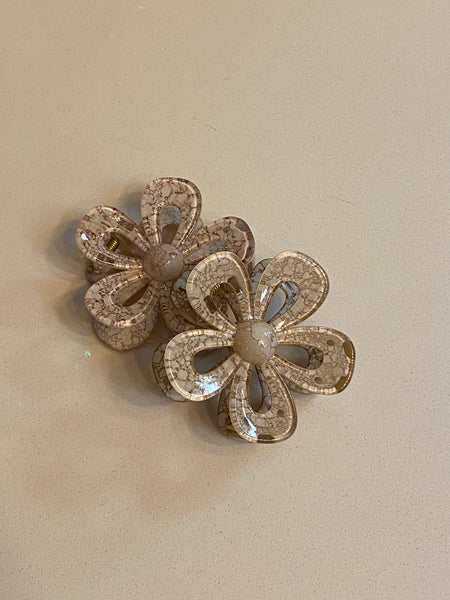 Marble Flower Claw Clips
