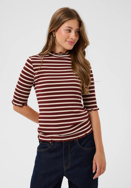 Ribba Stripe Turtle Top - Cabarnet/Oatmeal