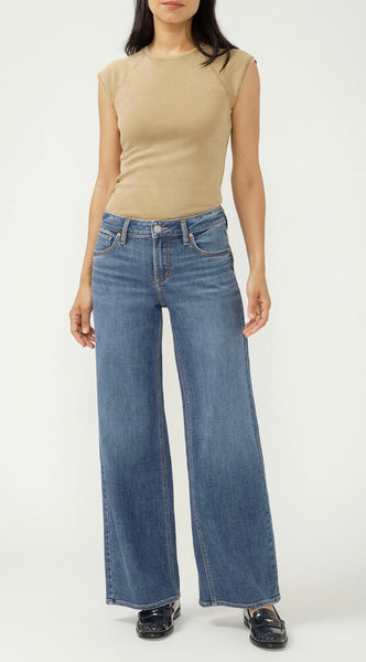 Suki Mid Rise Wide Leg Knit Flex Jeans - Broydon