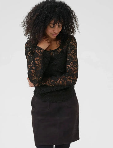 Merlan Lace T-Shirt - Black Deep