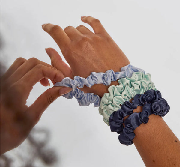 Garden Bouquet Ruched Satin Scrunchies 5pc Set