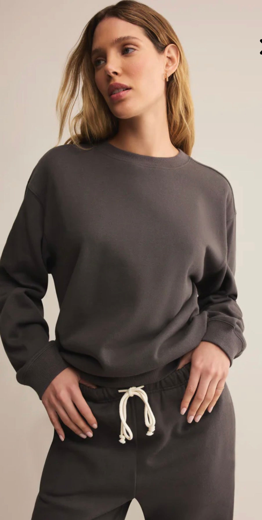 Boyfriend Cotton Sweatshirt - Washed Black