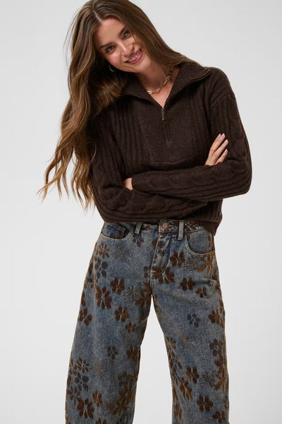 Ramona Barrel Jeans - Brown Denim Floral