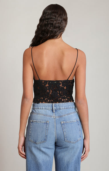 Josie Lace Embroidered Cami Top - Black