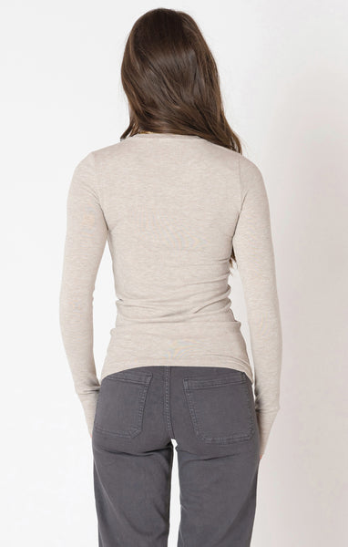 Bree BRUSHED CREWNECK TEE- Heather Taupe