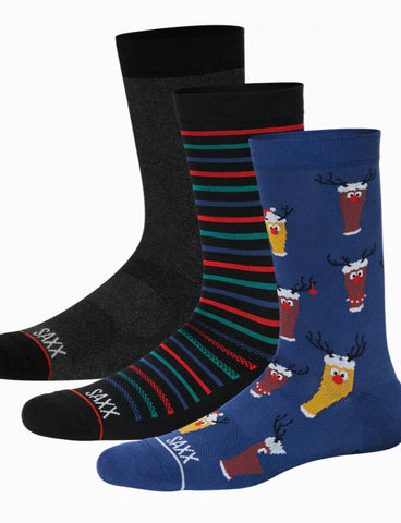 WHOLE PACKAGE CREW 3 PK  - BREWDOLPH/GENT STRIPE/BLACK