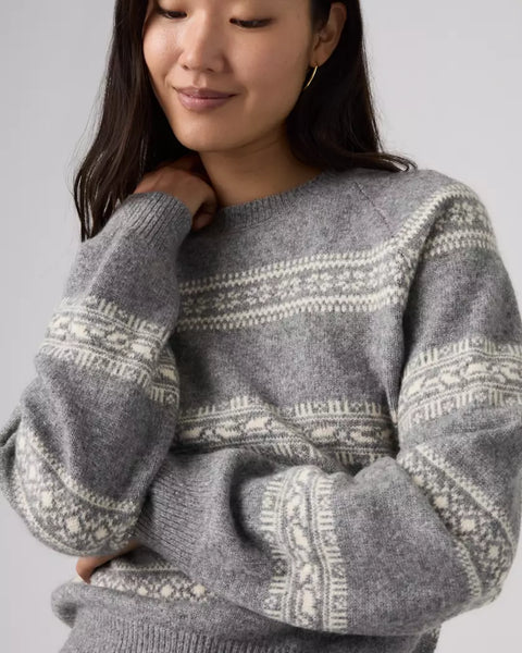 Jolie Fairisle Crewneck - Heather Grey