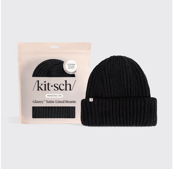 Glazey™ Satin-Lined Beanie in Black