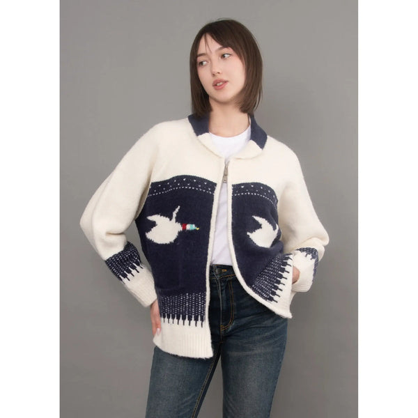Taji Raglan Sleeve Cardigan - Navy
