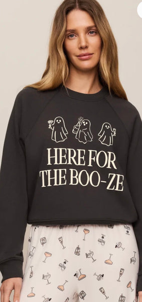 Booze Graphic Sweatshirt - Washed Black