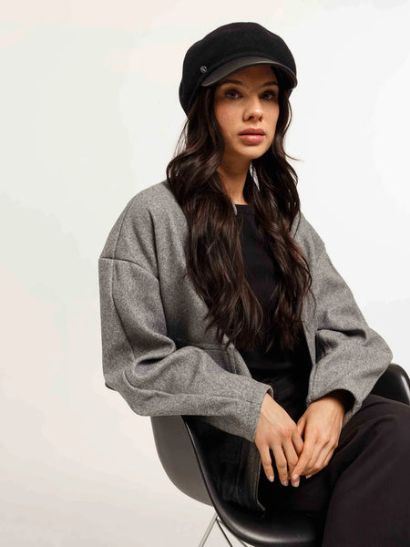 LOEVENICH WOOL PEAKED CAP WITH IMITATION LEATHER VISOR