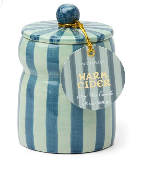 Cabana Warm Cider Striped Ceramic Candle 6.5oz