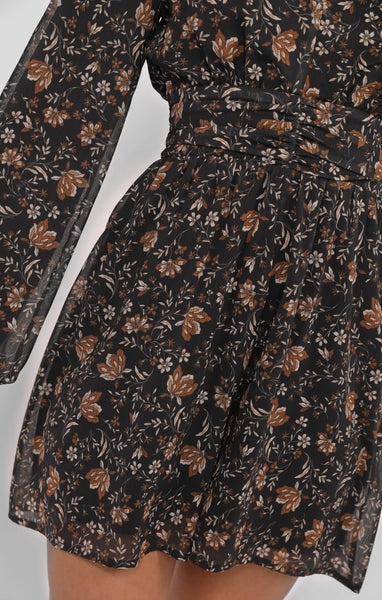 Timeless Flowy Elastic Waist Romper - Black Multi